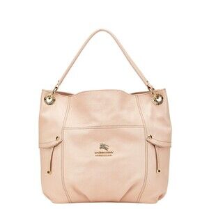 Burberry Blue Label Check Hobo Shoulder Bag Pink Leather